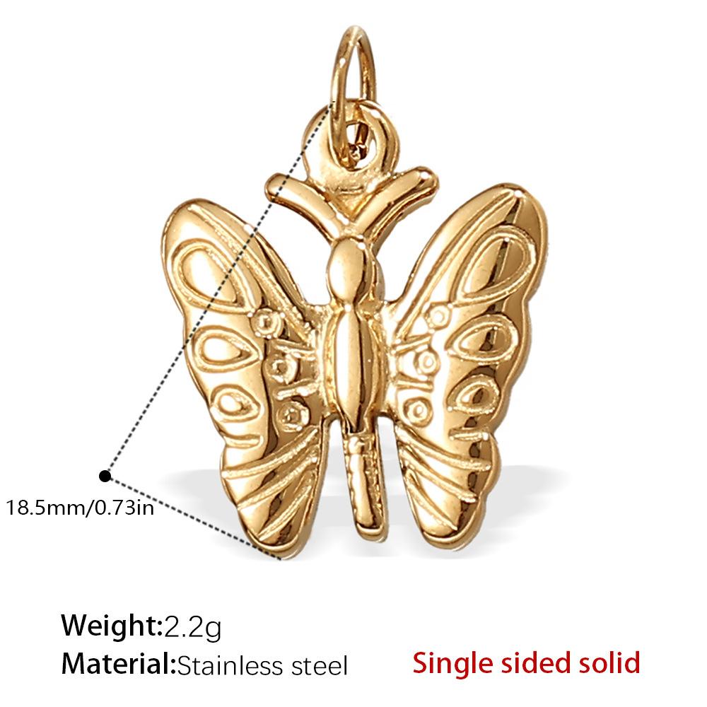 Stainless Steel Gold-Plated Pendant Jewelry Butterfly Flower Leaf Shape Pendant