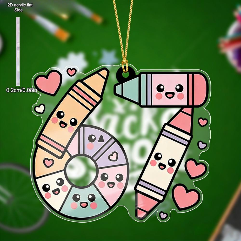 Acrylic Back to School Hanging Ornament with Adorable Pencil Pattern | Unique Six Seven Pendants, Drops & Finials - Ideal Gift for Friends, Classmates