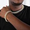 14 mm Herren-Halskette „Iced Out“, Hip Hop, goldfarben, CZ, Miami, kubanische Gliederkette, Halsband-Halskette, 45,7–71,1 cm