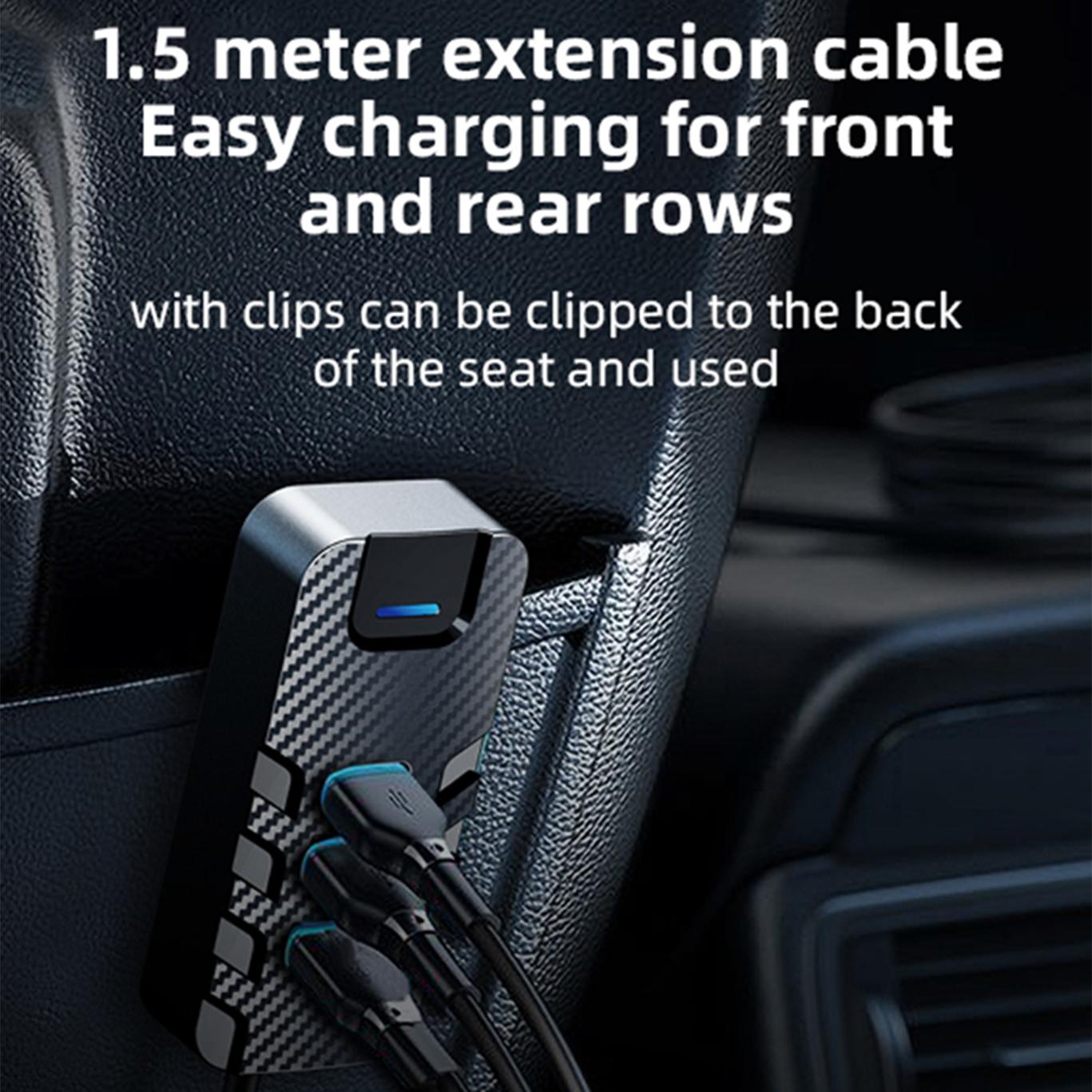 

YQ2 4 USB + 2 Type-C Car Charger with 1.5m Extension Cable for Front and Rear Seats