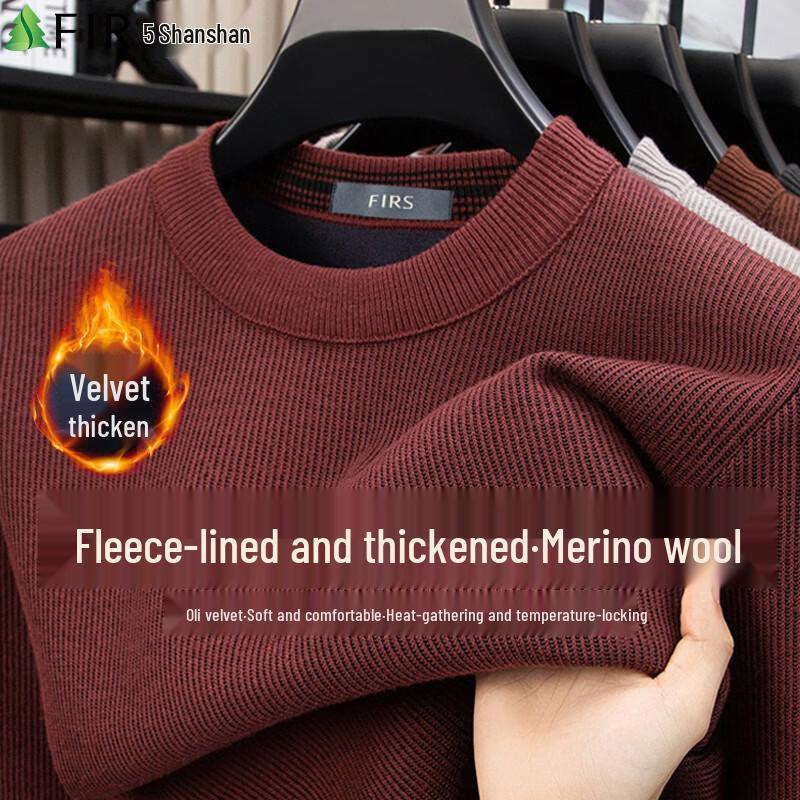 

FIRS Men s Wool Blend Round Neck Fleece Sweatshirt 3XL