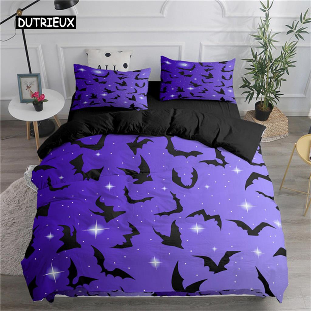 Duvet Cover Halloween Flying Vampire Bats Duvet Cover Polyester Witchcraft Magic Comforter Cover Festival Gifts Room Decoration