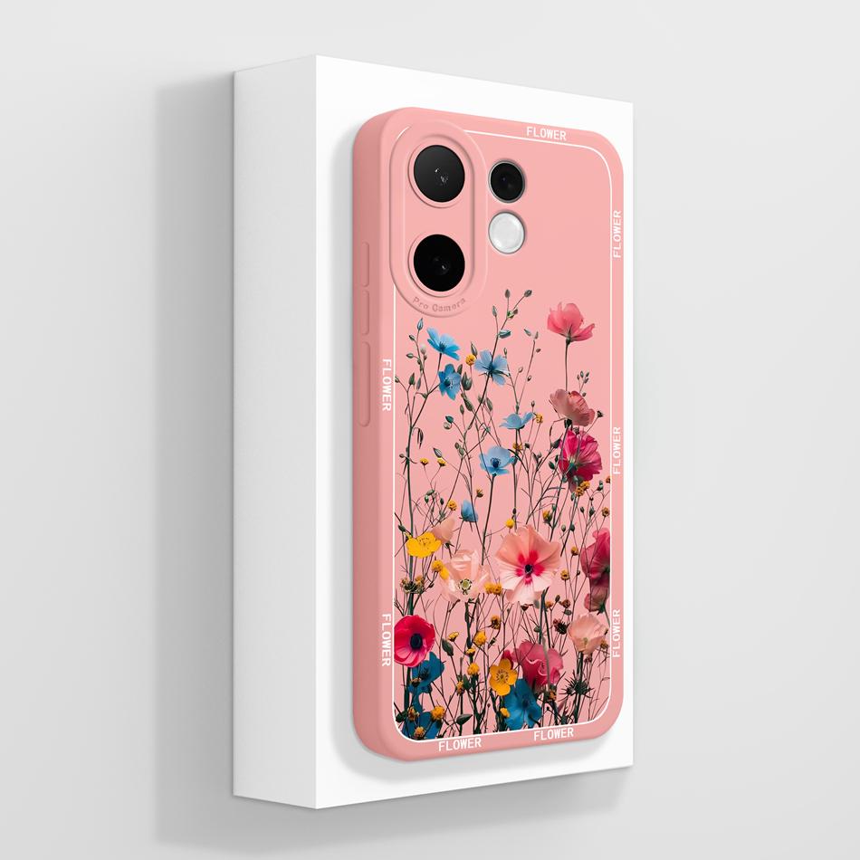 For Vivo V60 Lite Case Candy Painted Flower Phone Back Cover For Vivo V 60 Soft Liquid Silicone Anti Drop Full Protection Bumper