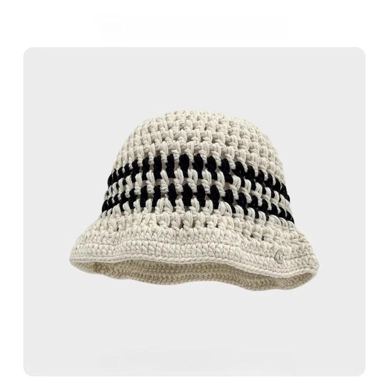 Y2K Korean-Japanese Hand Bucket Crochet Bucket Hats For Women Spring Autumn Winter Sun Cap Female Bow Designer Bob Basin Gorro