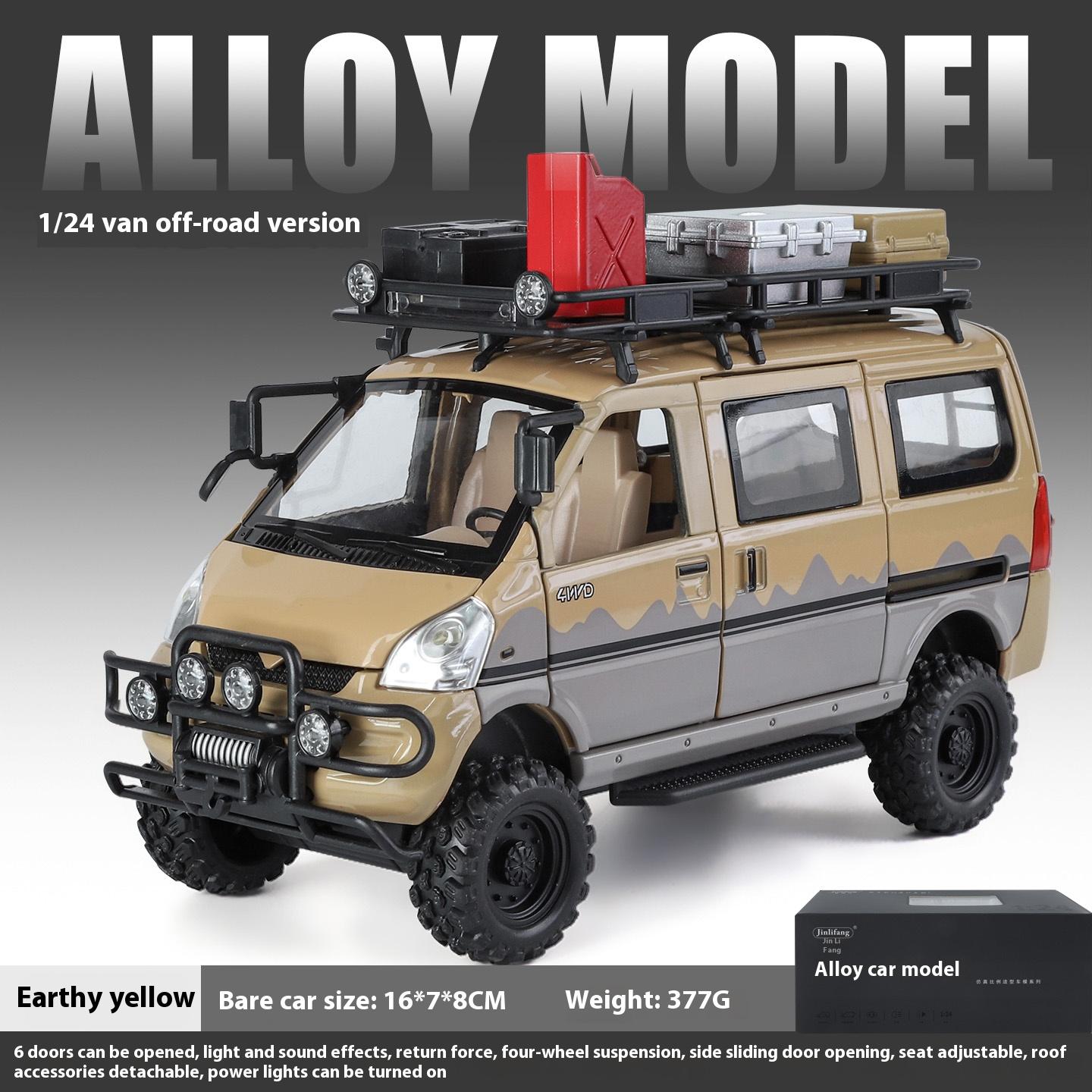 

1/24 alloy die-cast VAN off-road vehicle model, simulated sound and light, children s toy car, removable accessories, boys gift