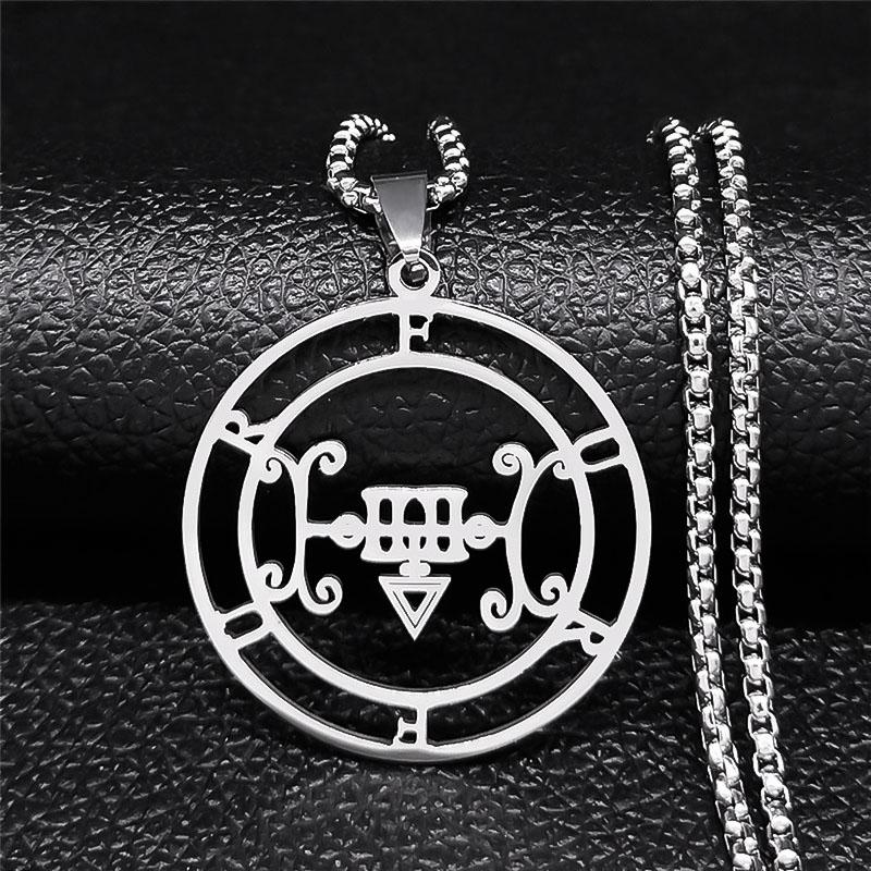 Astaroth Sigil Goetia Stainless Steel Necklace Solomon Demon Seal Satan Sigil satanique patch PIN Jewelry collier femme N7156S03