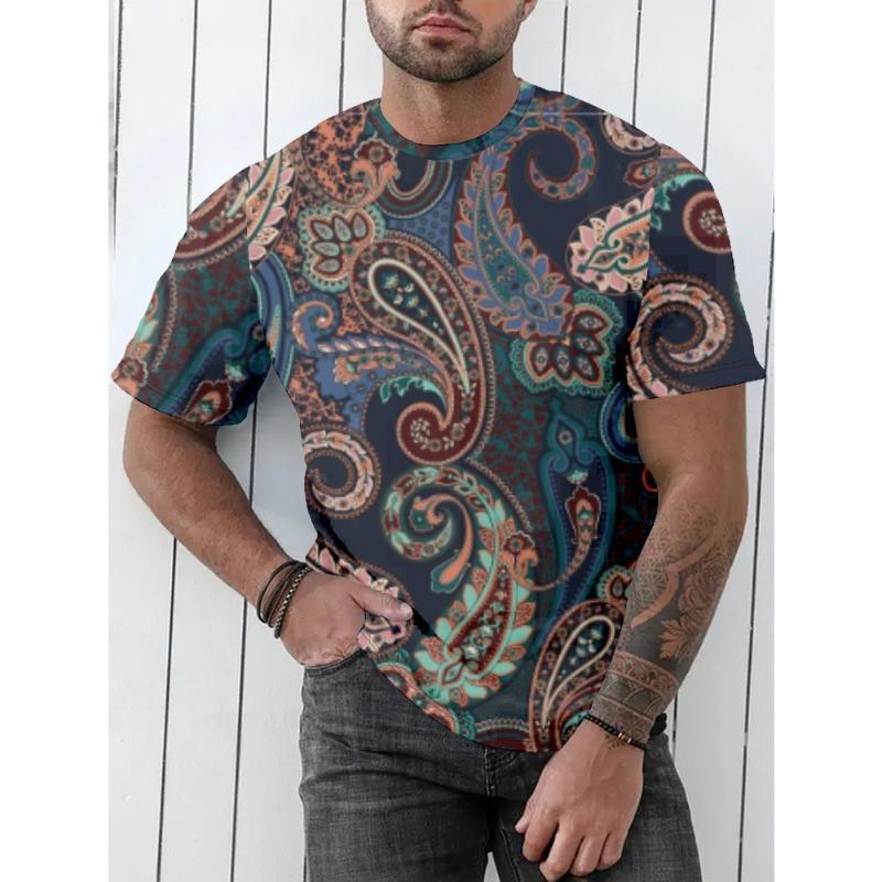 Western Elements 3D Digital Printing Imitation Cotton Men's Short Sleeved T-shirt