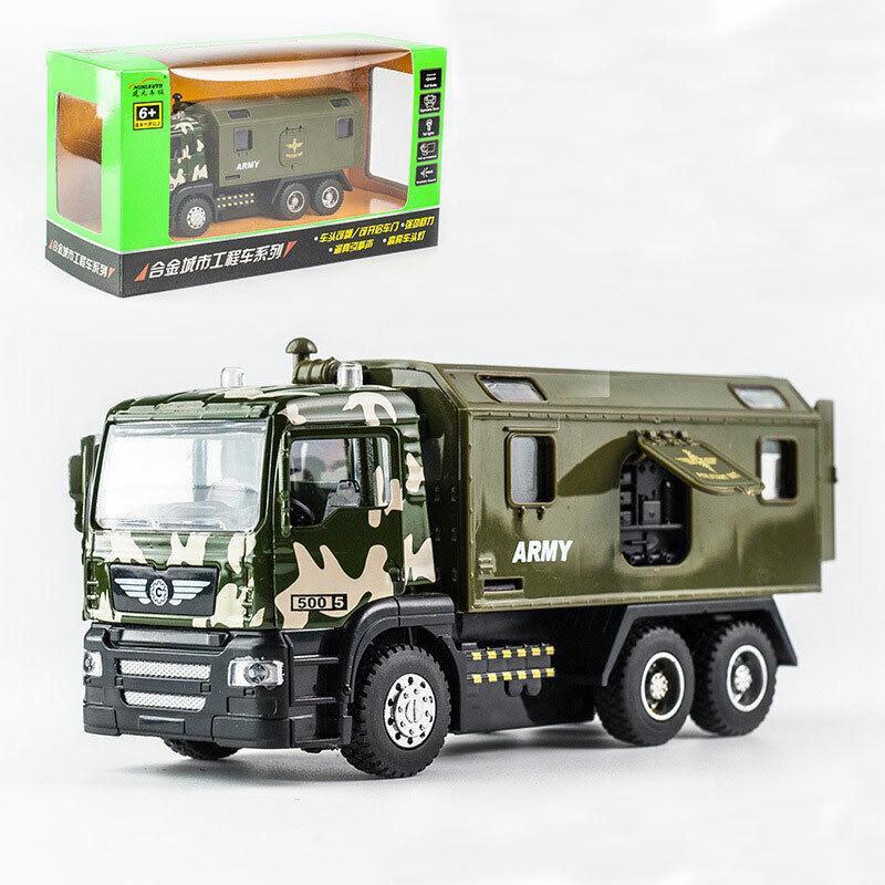 

Детская модель автомобиля из сплава в масштабе 1/50, транспортная машина военной полиции 500-5, литая под давлением звуковая и легкая военная игрушка 1/50-Size:15*6*7cm камуфляж зеленый