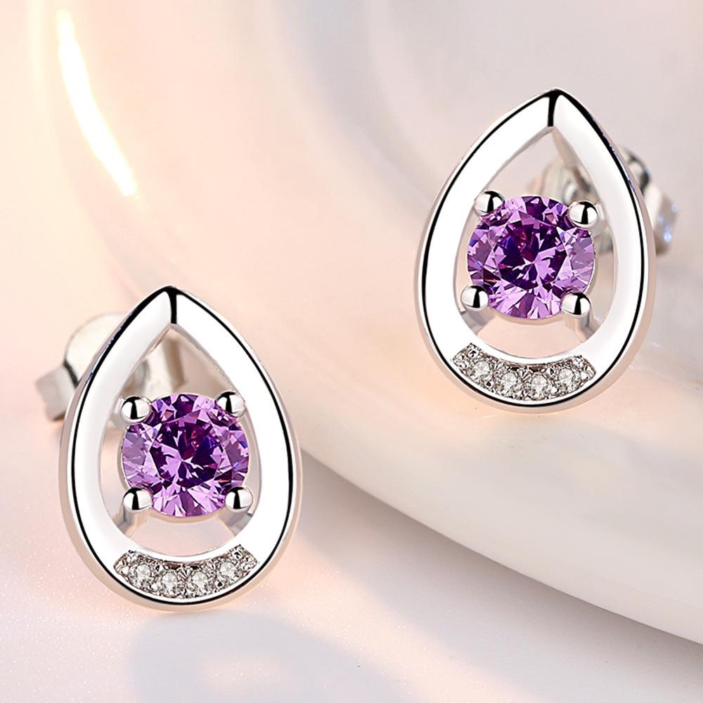 Minimalist Zircon Water Drop Stud Earrings - Silver-Plated Women's Jewelry