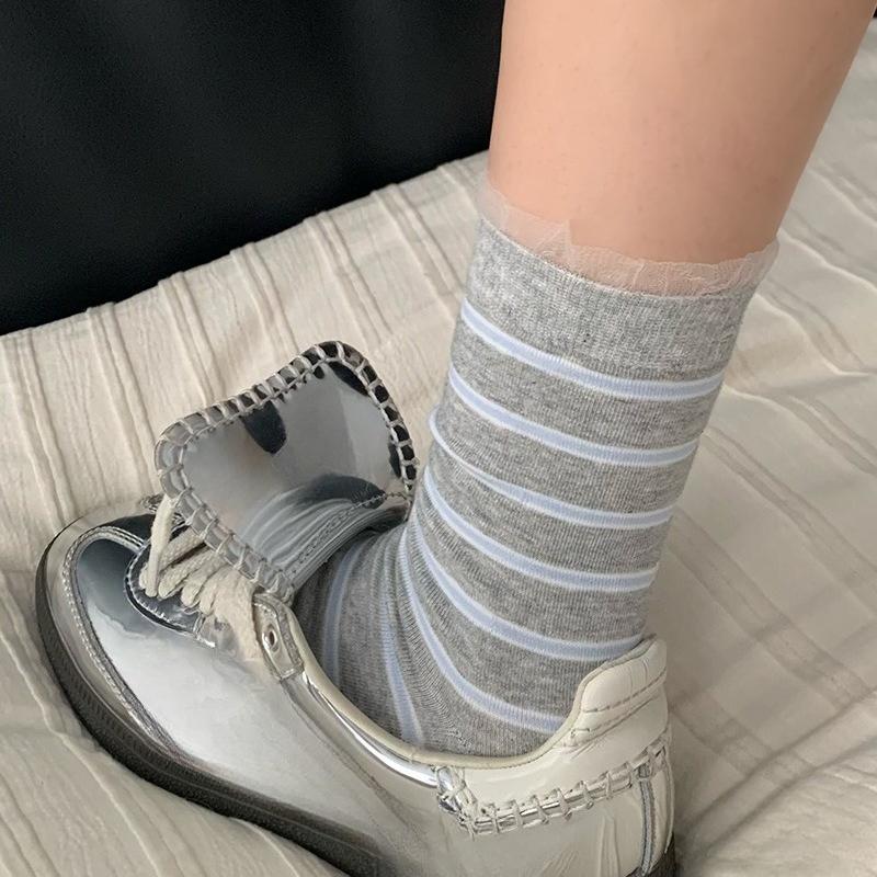 Small Floral Socks - Summer Cotton Socks, Mid-calf Socks, Mesh Cotton Socks, Pile Socks, Summer Ones 1 pair
