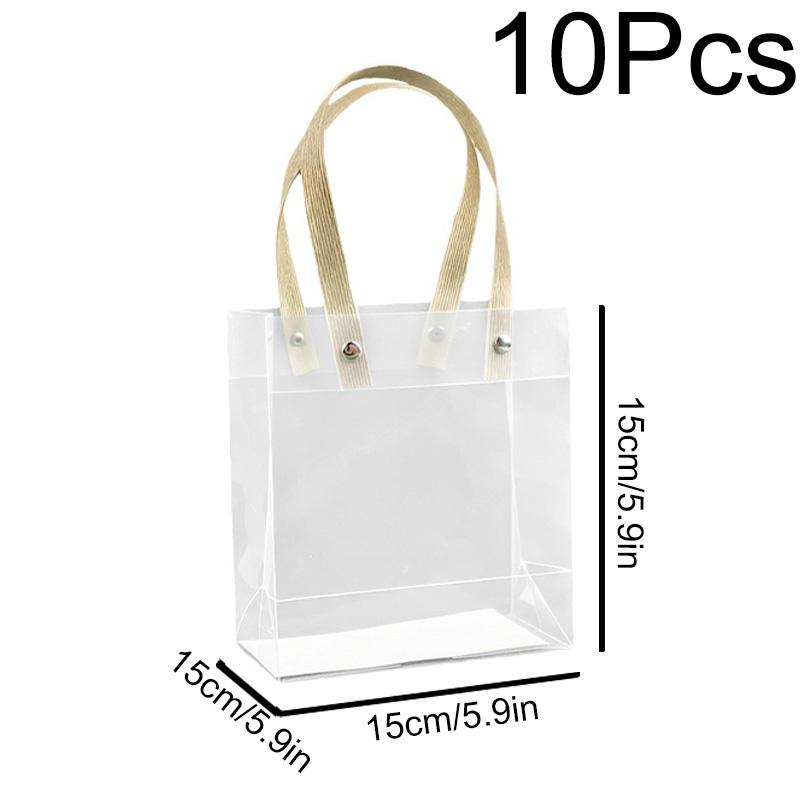 

10 шт. Водонепроницаемая прозрачная сумка для покупок с ручками, матовая подарочная сумка, пластиковая сумка для хранения 15*15*17