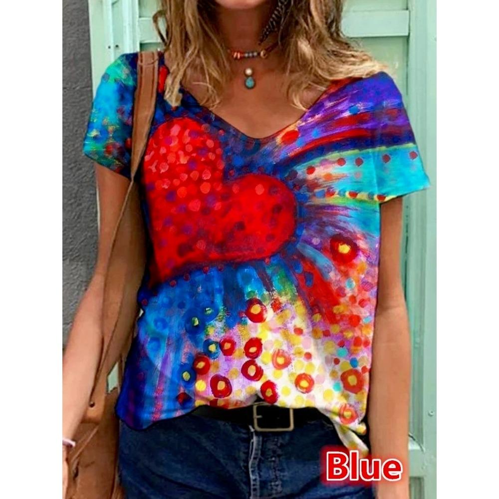 T-Shirts For Women 3d Gradient Print Top Tees Casual Street Femalewear