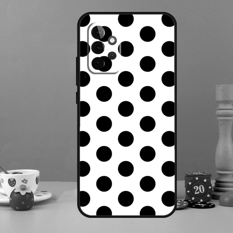 Black And White Polka Dot Case For Samsung Galaxy A52 A32 A12 A14 A34 A54 A13 A33 A53 A73 A50 A70 A71 A51 Back Cover