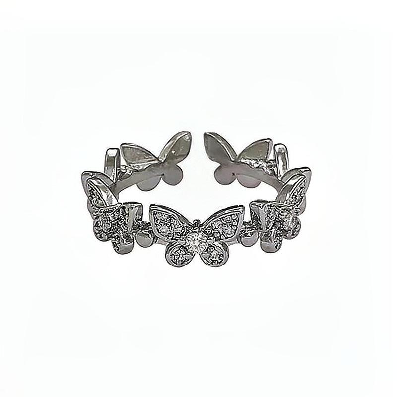Fashion Personality Super Immortal Mori Butterfly Micro-Inlaid Zir*****Pen Ring Female Cold Wind Index Finger Light Luxury Adjustable opening