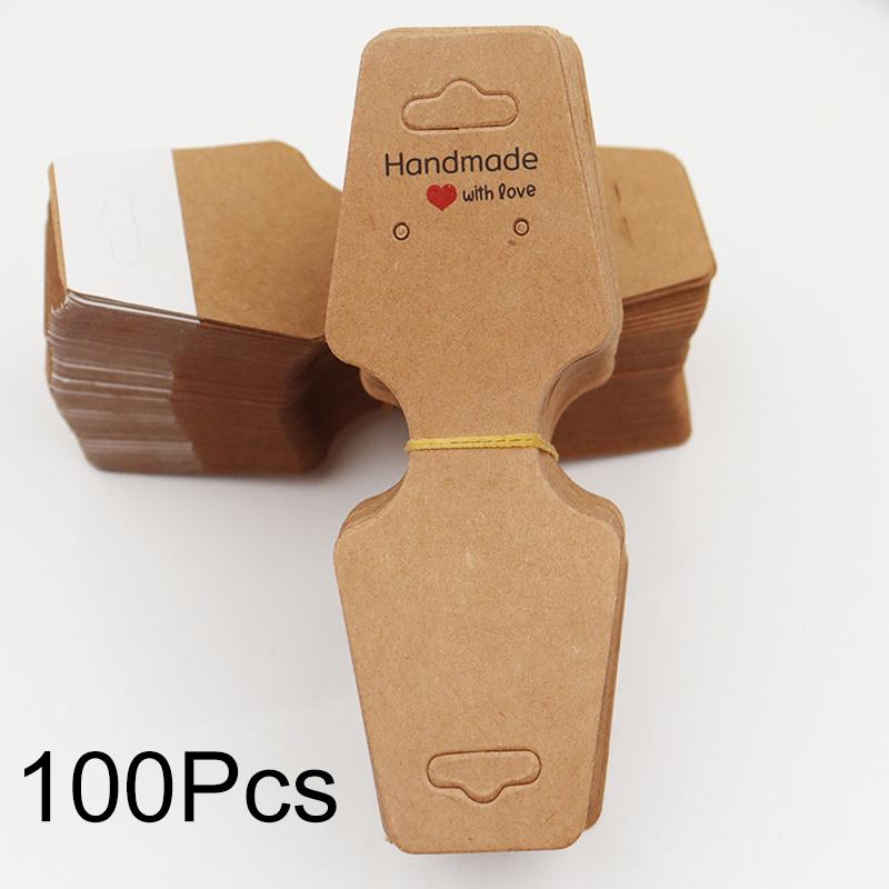 100Pcs/Pack Necklace Display Merchandise Price Blank Jewelry Card Rectangular Packaging Card DIY Paper Price Label Tags Earrings