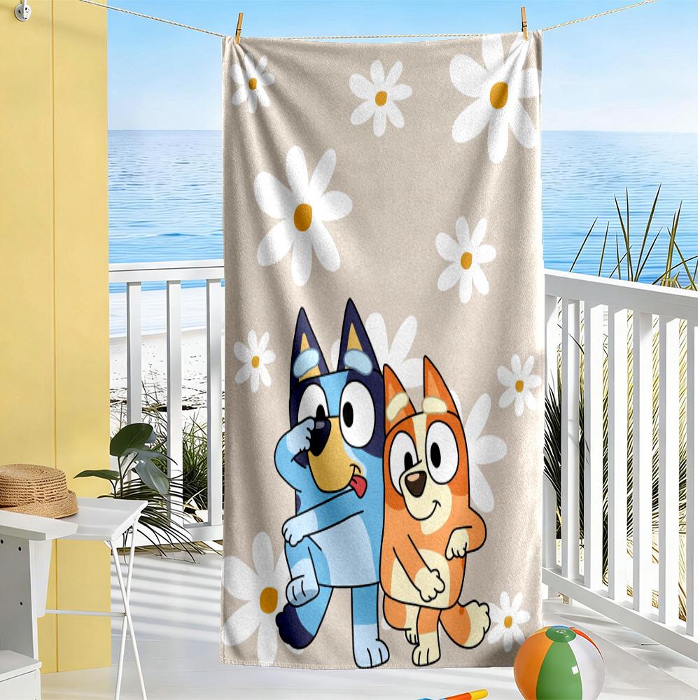 Bluey Bingo Adventure Beach Towel Quick-Dry Soft Microfiber Comfortable Lightweight