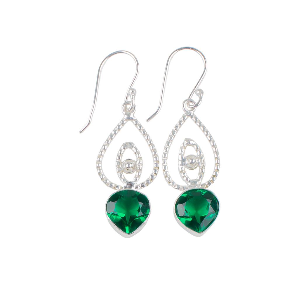 Chrome Diopside Gemstone 925 Sterling Silver Jewelry Handcrafted Earrings 2.00" EE-32-4