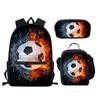 3Pcs/set Large Children School Bags Cute 3D Football Soccer Prints School Backpack for Teen Boys Kids Book Bag Student Back Pack