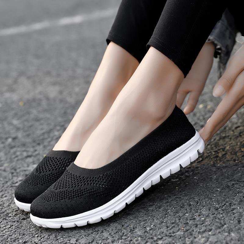New mesh women's shoes spring flat bottom soft surface comfortable sports shoes shallow mouth hollow breathable casual women's shoes 35-42
