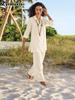 Nuovo Set Casual da Donna Moda Taglie Forti Cotone Lino Set Largo