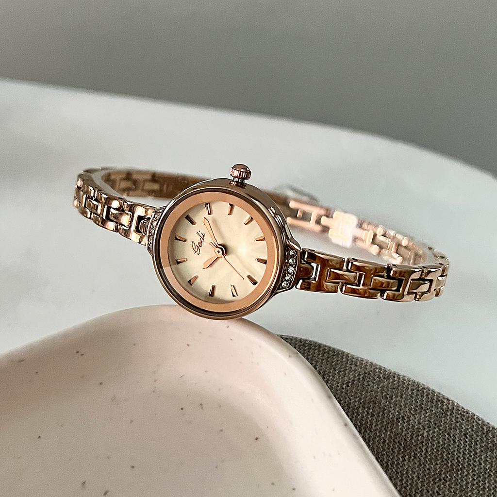 Light Luxury Metal Linked List, Simple Small Dial, High-End Women'S Quartz Watch