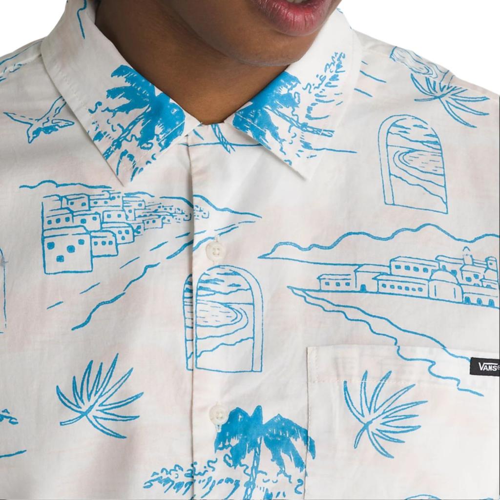 Vans Davista Scénický potisk Polokošile s krátkým rukávem Pánské košile Bílá VN000G7GFS8