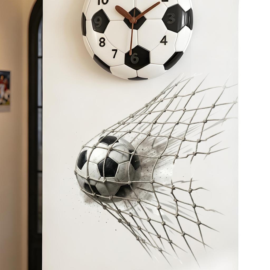 Realistischer Fußball im Netz Wandaufkleber für Schlafsaal Spielzimmer Heimdekoration Abnehmbarer Vinyl-Aufkleber für Wände und Oberflächen