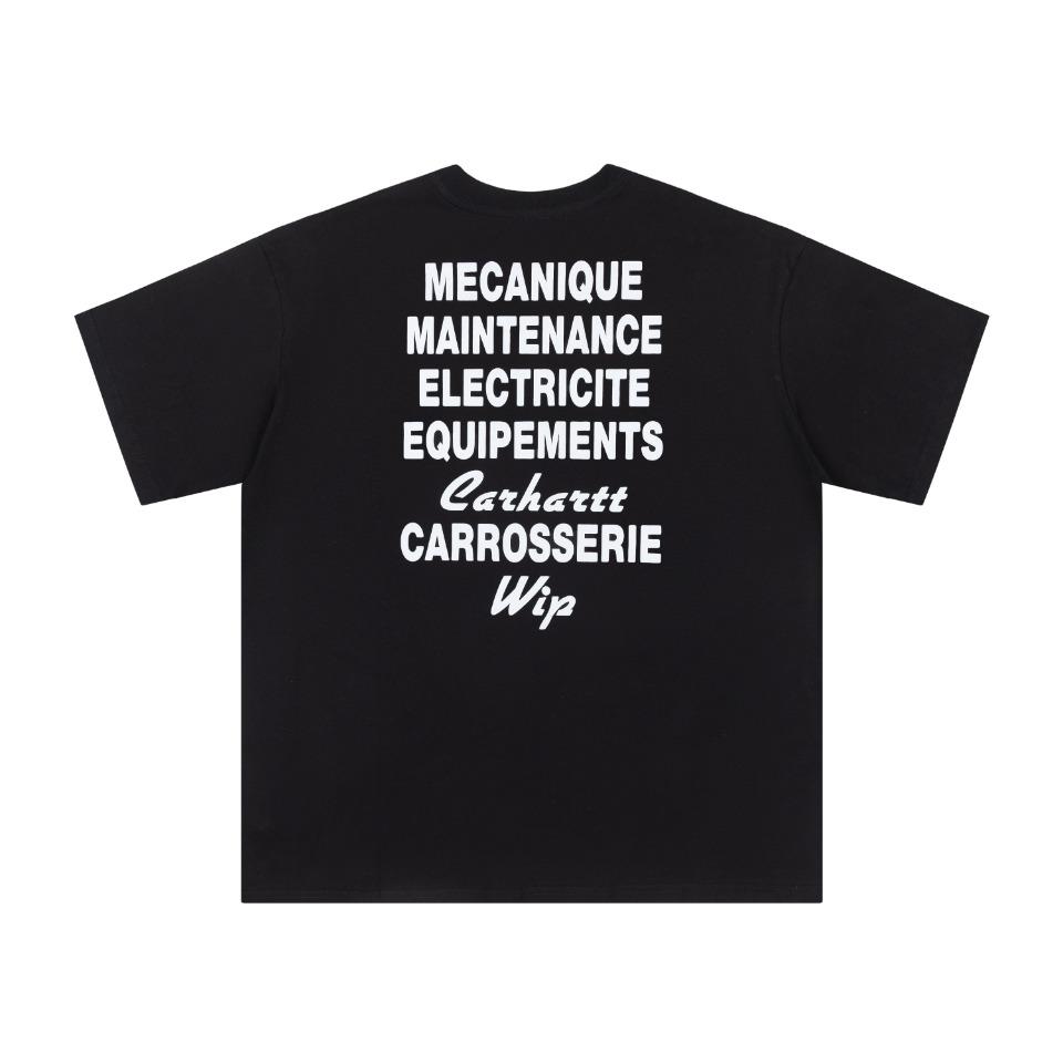 

Carhartt 2025 Summer New Men s and Women s Cotton Loose Round Neck New Mechanical Engineering Letter Printing T-shirt L чорний