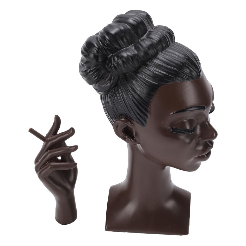 Head Scents Holder Funny Elegant Black Women Head Shaped Resin Home Office Desk Decor for Incense