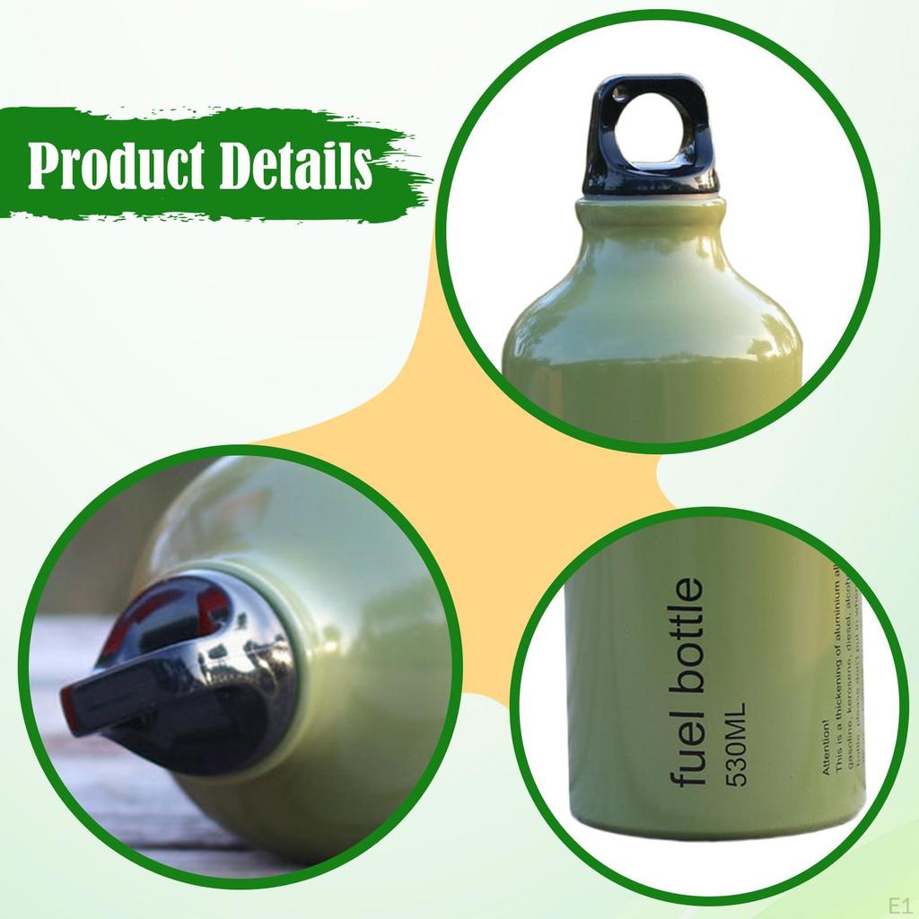 530ml Empty Bottle, Small Lightweight Aluminum Fuel Oil Storage Bottle for Camping, Hiking