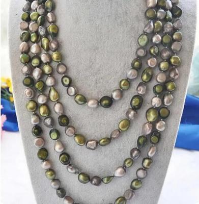 100" 8-9mm Gray Green Baroque Freshwater Pearl Necklace