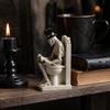 Durable Resin Funny Skull Figurine Vintage Style Halloween Desktop Sculpture  Collectors