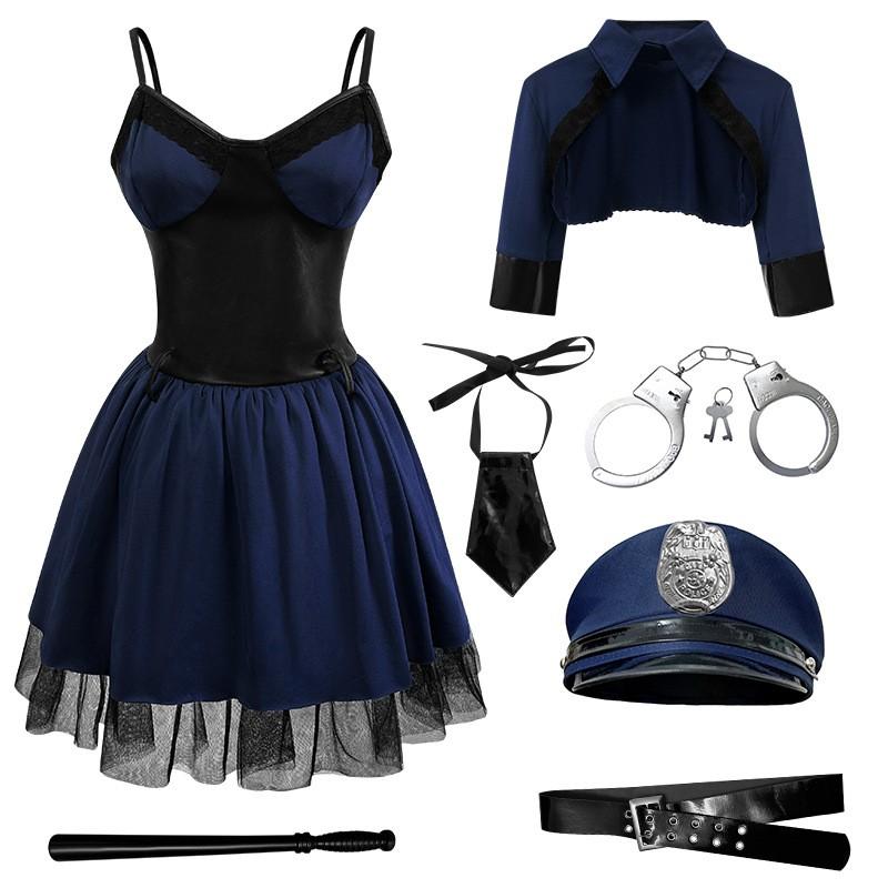 Halloween Police Costume Sexy Role Play Uniform Nightclub Party Stage Performance