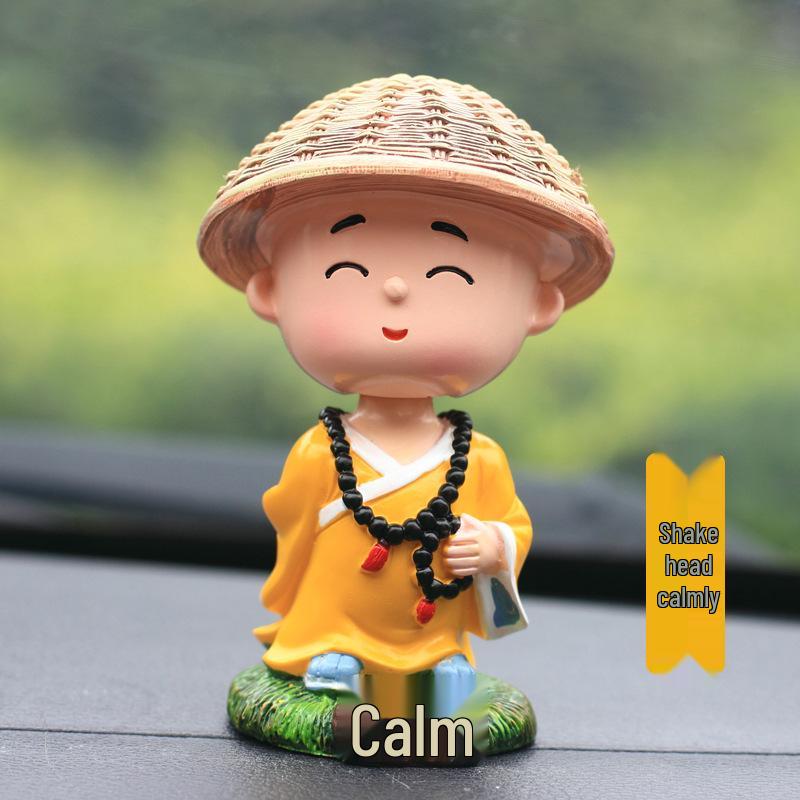 Creative Calm Monk Car Ornament: Cute Dashboard Decoration for Men and Women