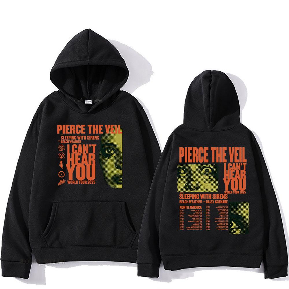 

Streetwear Unisex Pierce The Veil Rock Band Hoodies I Can t Hear You World Tour Streetwear Harajuku Hip Hop Unisex Fashion Oversized Y2k Pullovers XXXL сірий