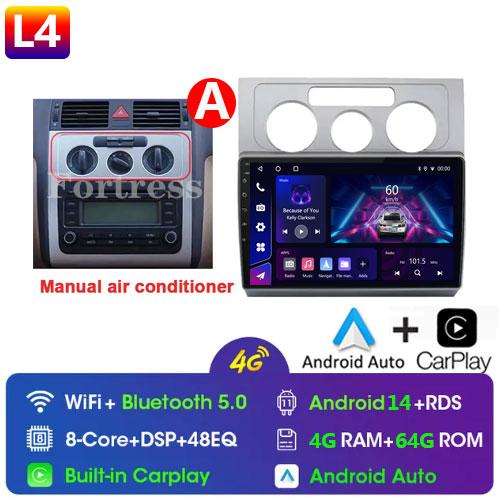 10 inch GPS Navigation Android Auto for Volkswagen Touran 1 2003 - 2010 Car Radio Video Multimedia Player 4G BT Wireless CarPlay