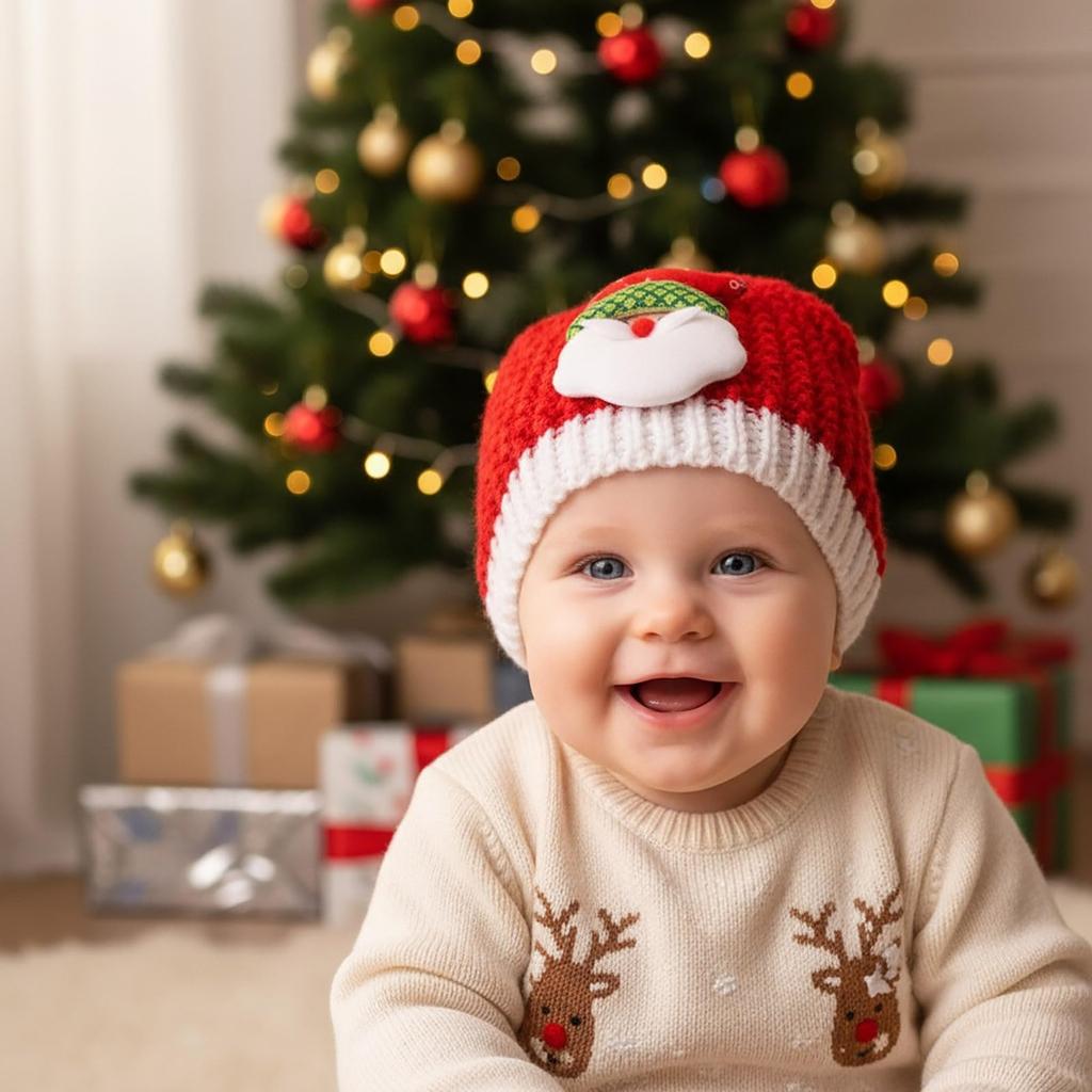 Fall And Winter Baby Knitted Hat, Christmas Children's Warm Wool Hat, Hat For Protecting Baby's Fontanel