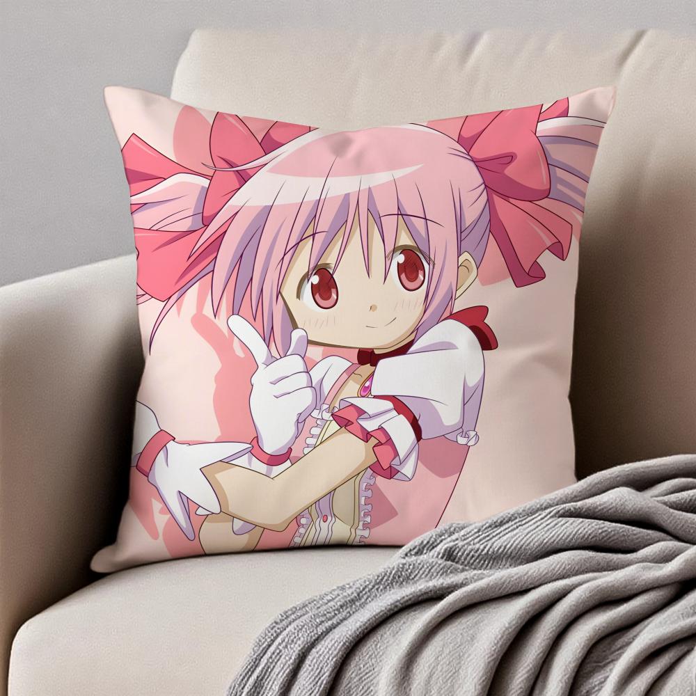 Cute Japanese Anime PPuella Magi Madoka Magica Cushion Cover Pillowcase Antidustmite Invisible Zipper Short Plush Sofa Cushion