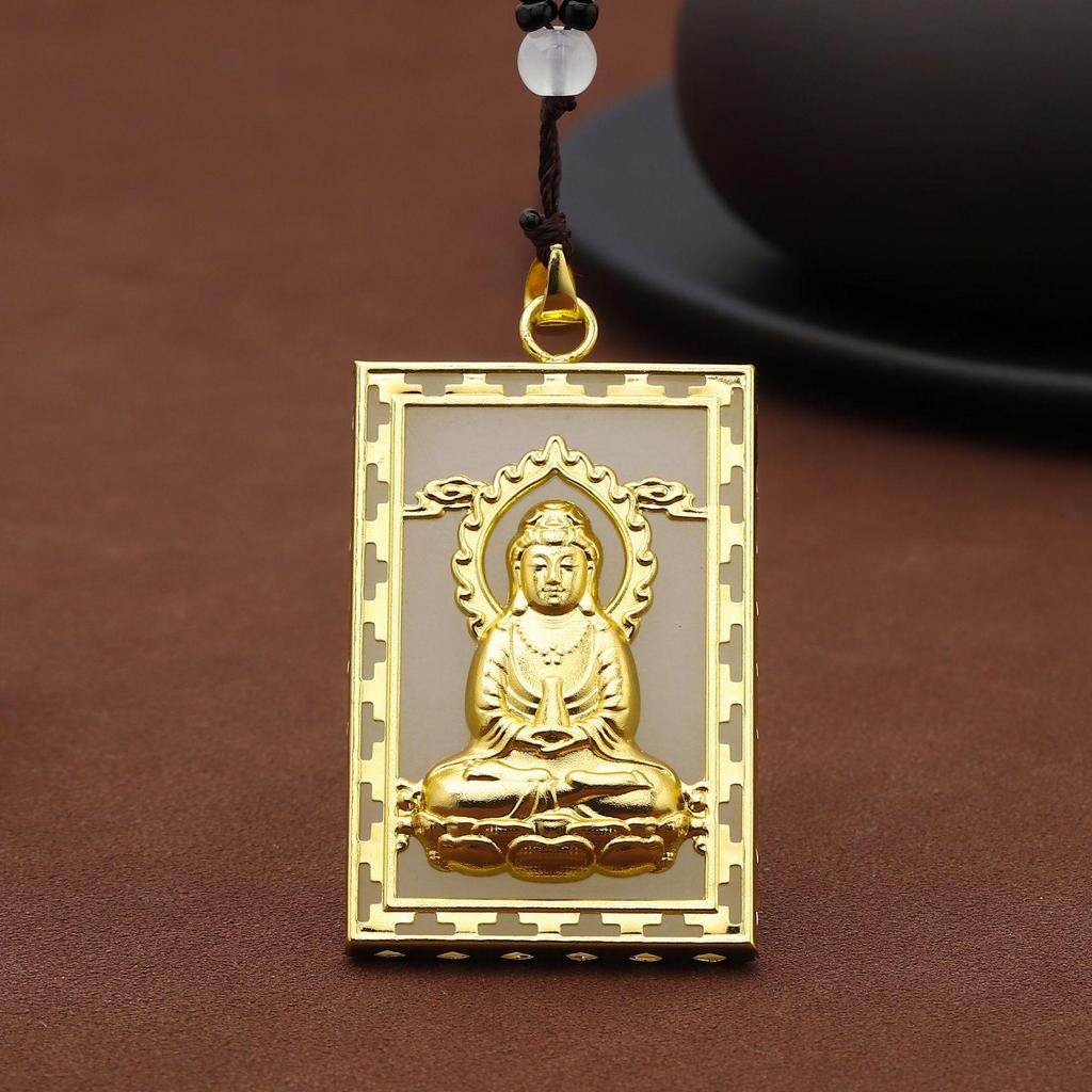 Elegant Natural Hetian Jade Necklace with Gold and Xiuyan Jade Pendant - A Fashionable and Timeless Gift for Women