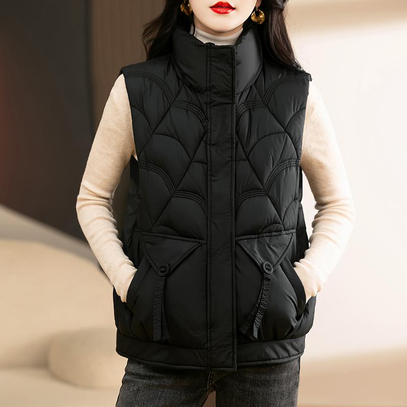 

Теплая парка без рукавов, женские топы, модные свободные толстые осенне-зимние жилеты для женщин, верхняя одежда 2XL чёрный