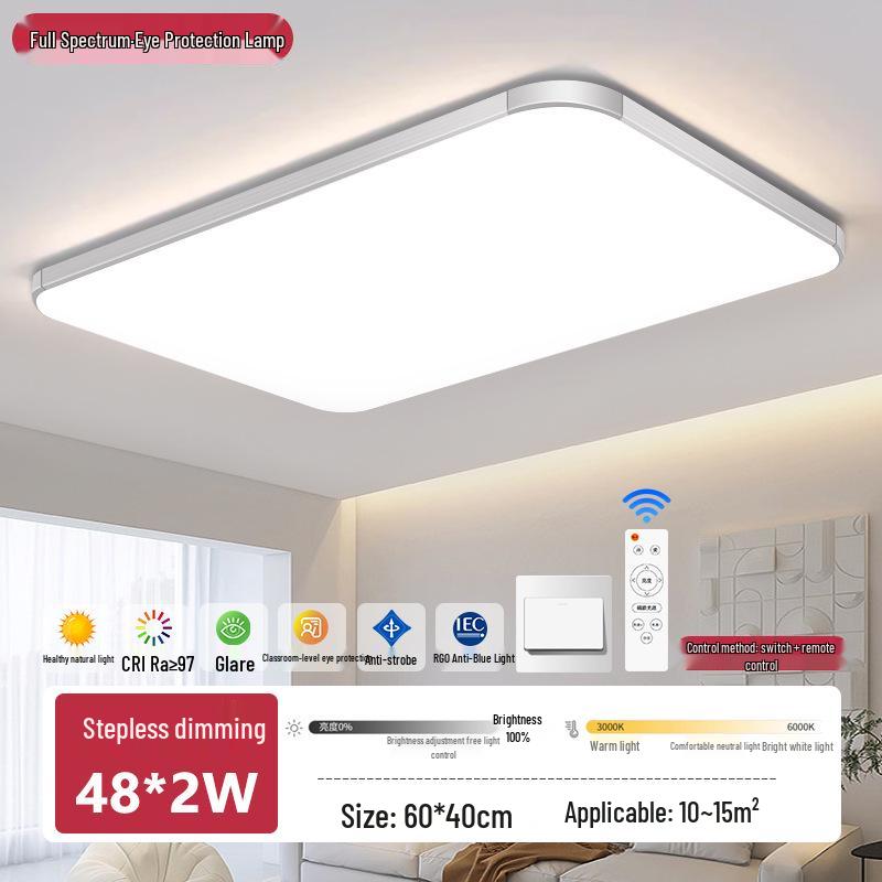 Full Spectrum LED Ceiling Light - Modern Rectangular Fixture for Living Room, Bedroom, Dining Room, Study.
