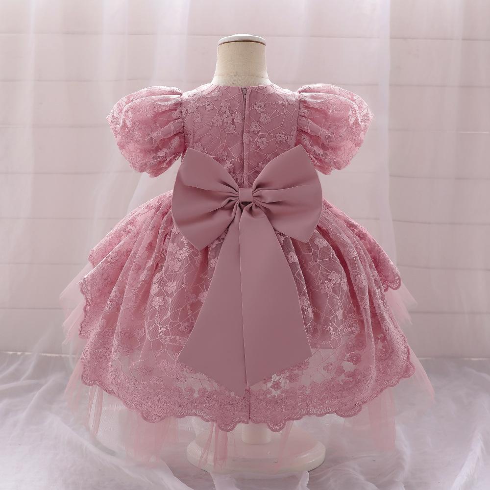 New Princess Girls Embroidery Flower Newborn Dress Children Kids Elegant Wedding Dresses Children Clothing For 0-2 Years