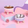 1pc cat bowl ice cream pet bowl high footed bowl dog large capacity stainless steel bowl anti knock