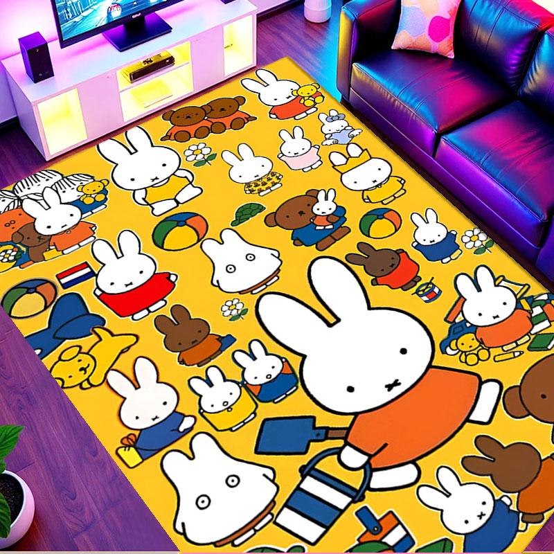 Miffy Print Rug, Washable Floor Carpet, For Entryway Dorm Laundry Room Office Study, Home Decor Birthday Christmas Gift