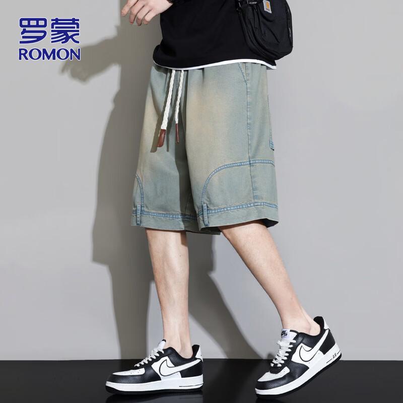 Romon Men s Ultra-Thin Tencel Denim Shorts 2XL
