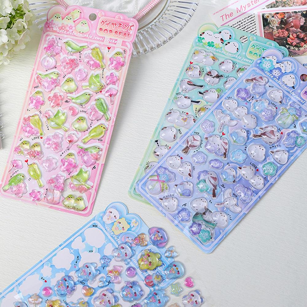 3D Relief Bubble Foam Stickers Cute Titmouse Animal Decals Solid Embossed Crystal Stickers for Notebook Planner Journal Laptop