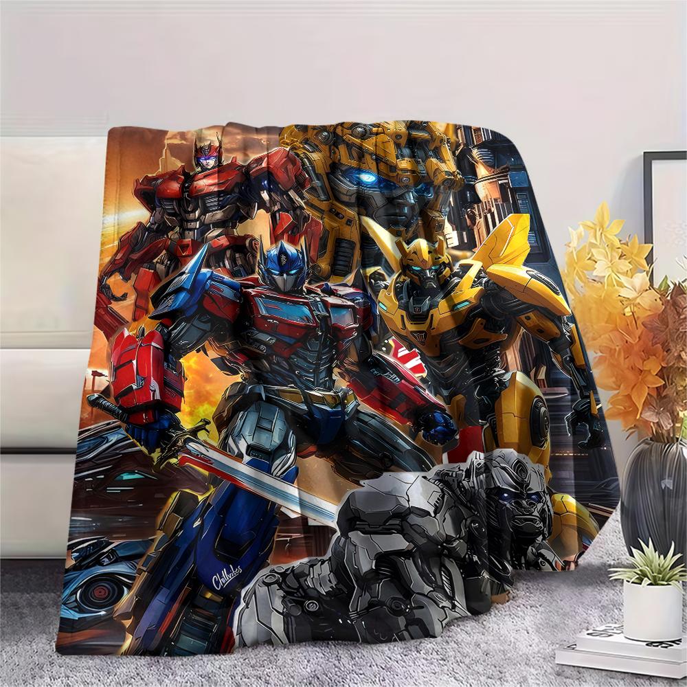 1Pc Transformer Robot Print Flannel Blanket, High Quality Comfortable for All Seasons, Home Decor, Warmth and Comfort, Perfect for Christmas Gifts