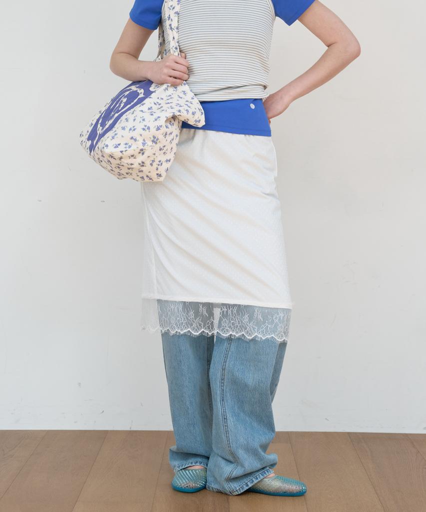 Majone Lace Layered Skirt_White