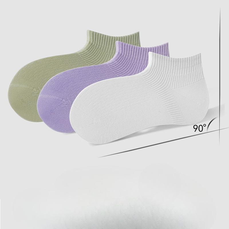 Right-angle Socks for Women, Spring and Summer, Thin Pure Cotton Short Socks, Mesh Breathable, White Boneless Socks