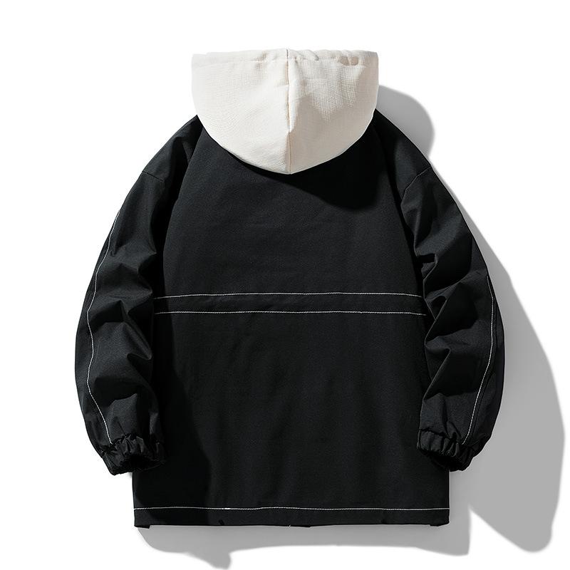 New Jacket Jacket for Men Spring and Autumn Fake Two-piece American New Casual Hooded Couple Outfit Men